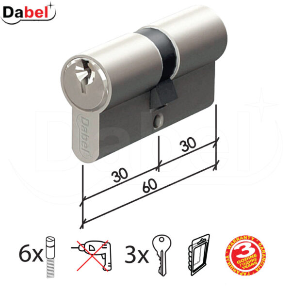 Cilindar za vrata CL2010 SS 60mm(30-30)  3K DBP1 0106277