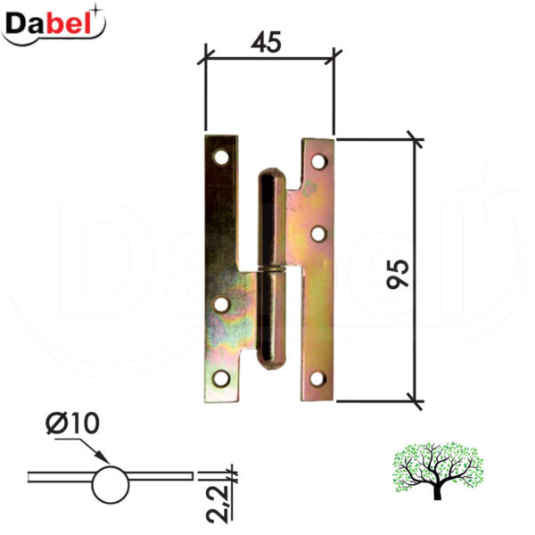Šarka brodska za vrata SP9006 ZnŽ 95x45x2,2mm  Leva DSP 0102110