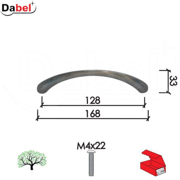 Ručica za nameštaj C40 B-Ni 128/168/33mm  M4x22mm Q 0205028