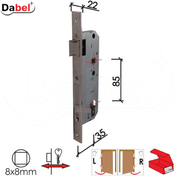 Brava za alumin. vrata 35x85/22  3.step Inox DBP1 B2025 C