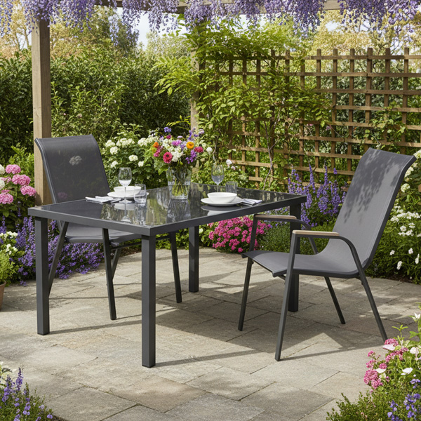 Baštenski sto aluminijumski 150x90x71 cm sivi (RIT9514) - Image 3